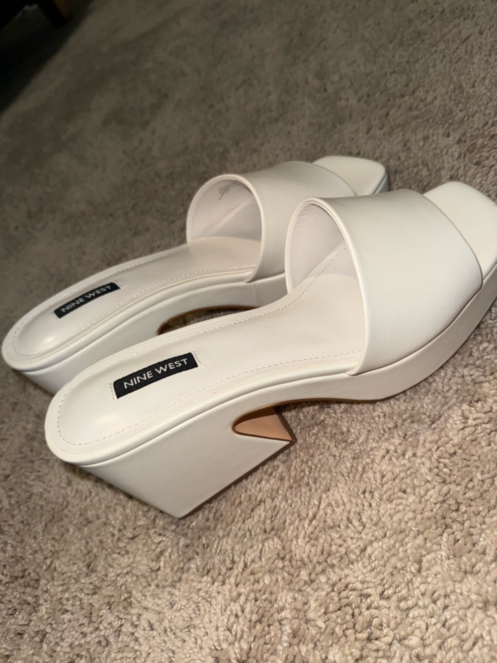 Cream Open-Toe Slide Mules - Picture 2 of 3